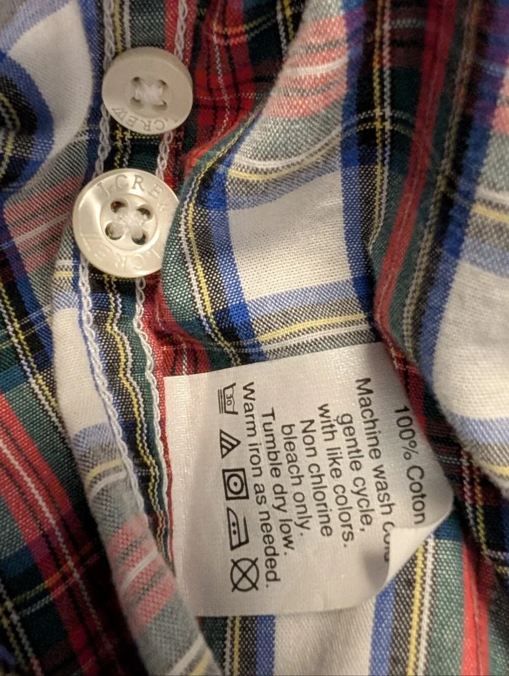 J.CREW Slim Tartan Plaid Shirt Button Down Unisex Poplin Blue Red White Green